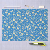Mousseline Poulets et canards en papier de tissus bleu classi (Artisanat)