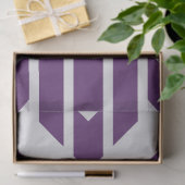 Mousseline Quadrangle violet rayures, Papier Tissu Monogramme (Cadeau)