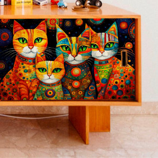 Mousseline Quatre chats à motifs découpage papier de tissus