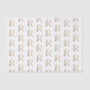Mousseline R Monogramme papier d'enveloppement floral