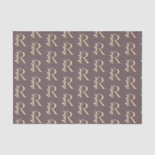 Mousseline R Monogramme papier d'enveloppement floral