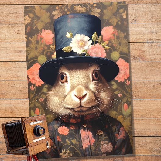Mousseline Rabbit en costume et Casquette 4 découpage papier