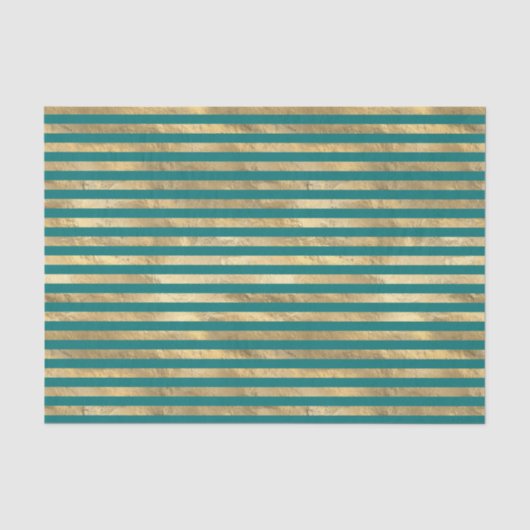 Mousseline Rayures de papier d'aluminium sarcelle et or (Recto)