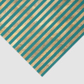 Mousseline Rayures de papier d'aluminium sarcelle et or (Détail)