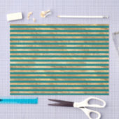 Mousseline Rayures de papier d'aluminium sarcelle et or (Artisanat)