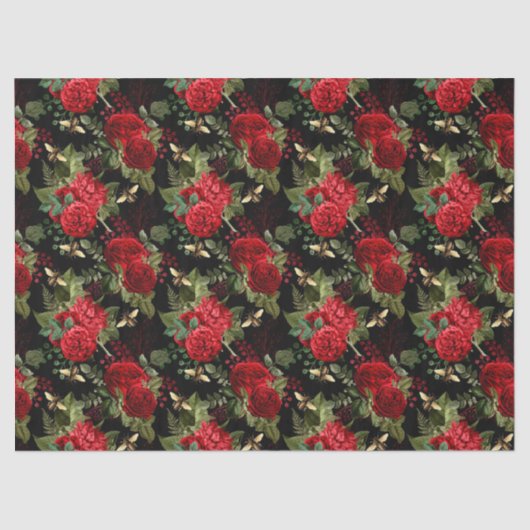 Mousseline Red Rose Bee Series Design 18 papier tissu (Recto)
