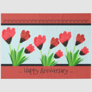 Mousseline Red Tulip Bonne Anniversaire Tissu papier