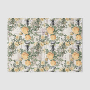 Mousseline Regal Queen Bee Avec Roses Jaunes Sur Papier Fran