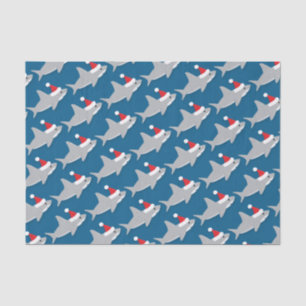 Mousseline Requin à Santa Hat Noël Tissu de Noël Papier