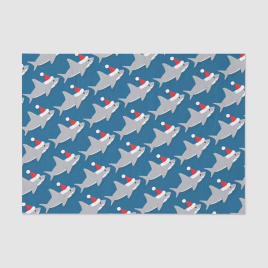 Mousseline Requin à Santa Hat Noël Tissu de Noël Papier (Recto)