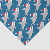 Mousseline Requin à Santa Hat Noël Tissu de Noël Papier (Détail)