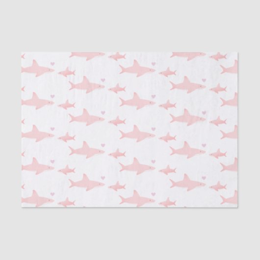 Mousseline Requins mignons rose blanc | Papier de tissus Baby (Recto)