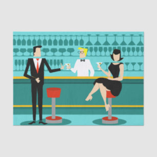 Mousseline Retro Cocktail Lounge Papier Tissu