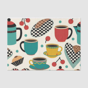 Mousseline Retro Diner Brew : 1950 Café-Theme Tissu Papier