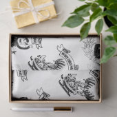 MOUSSELINE RETRO NOËL CARACTÈRES TISSUE PAPIER (Cadeau)