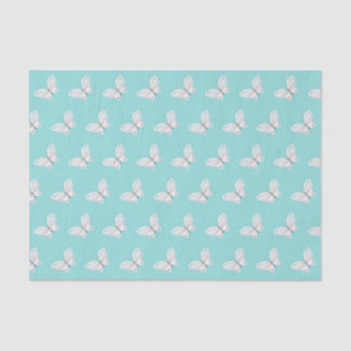 Mousseline Robins Bleu d'oeuf et Blancs Papier de tissus