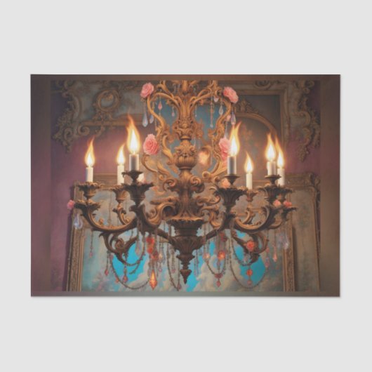 Mousseline Rococo Chandelier français 3 papier décolpage (Recto)