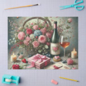 Mousseline Romantique Saint-Valentin Rose Vin Tissu Papier (Artisanat)