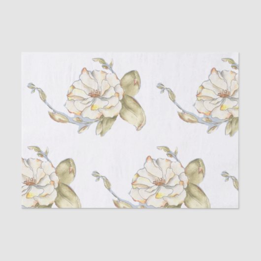 Mousseline Rose arbuste sur papier de tissu (Recto)