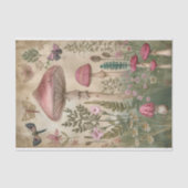 MOUSSELINE ROSE FORÊT MUSHROOMS DÉCOUPAGE TISSU PAPIER (Recto)