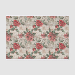 Mousseline Roses rouges en détresse sur Motif de papier journ