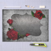 Mousseline Roses sur papier de papier de fond gris-gris (Artisanat)
