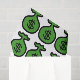 Mousseline Sacs argent vert papier motif