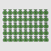 Mousseline Sacs argent vert papier motif (Recto)