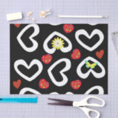 Mousseline Saint Valentin Tissu Papier Coeurs (Artisanat)