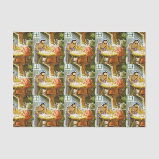 Mousseline Scène de Noël de la Nativité papier (Recto)