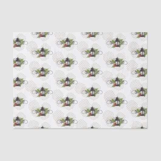 Mousseline Scène de Noël rustique Lanterne Tissu Papier (Recto)