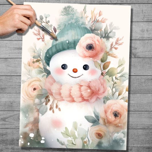 Mousseline Shabby Chic Snowman 3 Découpage Papier