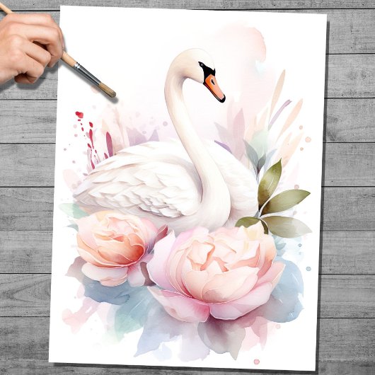 Mousseline Shabby Chic Swan 1 papier découpage