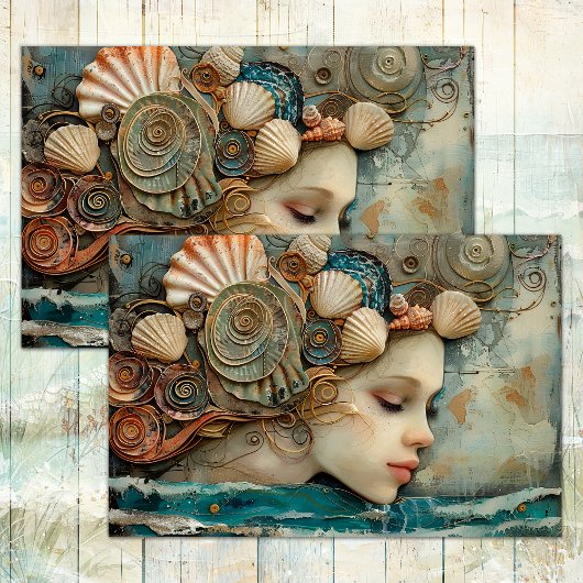 MOUSSELINE SIREN OF THE SEA DECOUPAGE TISSUE PAPIER