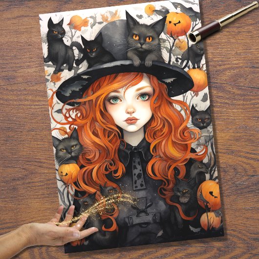 Mousseline Sorcière fille 3 Halloween papier découpage
