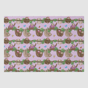 Mousseline Stanley Sloth & amis papier de tissu pourpre