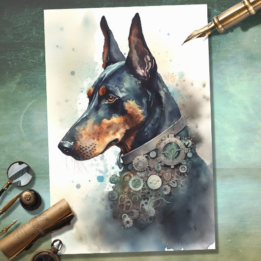 Mousseline Steampunk Doberman 3 papier découpage