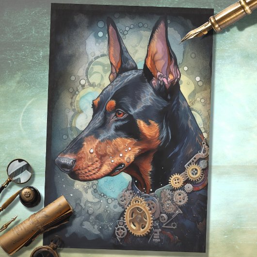 Mousseline Steampunk Doberman 4 papier découpage