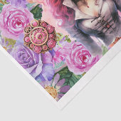 Mousseline Steampunk Floral 3 Tissu Papier (Détail)