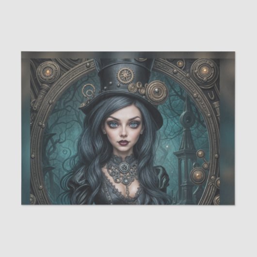 Mousseline Steampunk Goth Goddess Femme Découpage Papier (Recto)