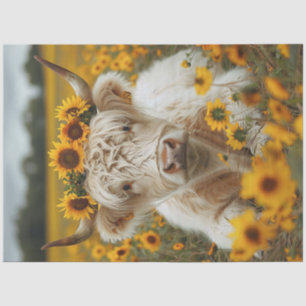 Mousseline Sunflowers Highland Cow Decoupage Papier de papier