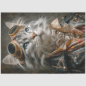 Mousseline Tabby en Argent Steampunk Chat Découpage papier d' (Recto)