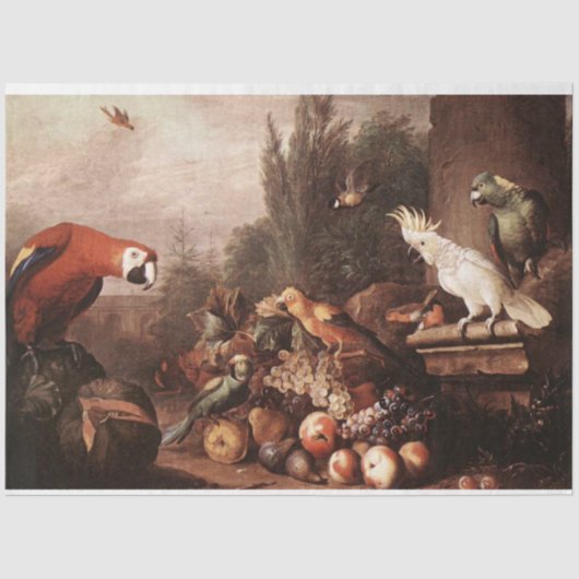 Mousseline Tableau vintage Oiseaux Découpage Papier de tissus (Recto)