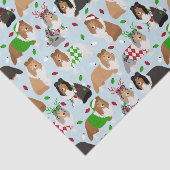 Mousseline Tablette de Noël Shetland Sheepdog Tissu Papier (Détail)