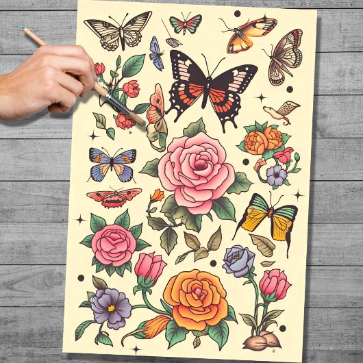 Mousseline Tatouage 1 Papier de découpage