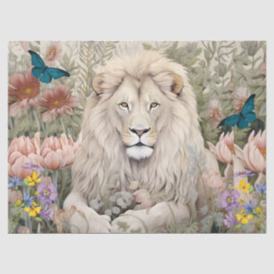 Mousseline Tête de Lion et Fleurs de Découpage vintage Papier