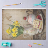 Mousseline Thé du matin avec Daffodils Déchoupage papier de p (Artisanat)