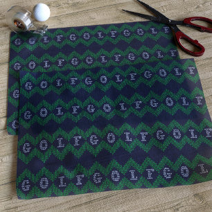 Mousseline Thème de golf Blue Christmas Tissu Papier