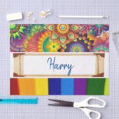 Mousseline Tissu Papier à papier rayures florales (Artisanat)