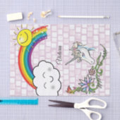 Mousseline Tissu Papier arc-en-ciel Unicorne (Artisanat)